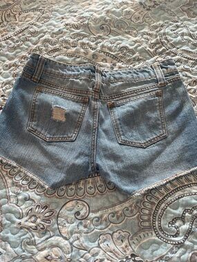 So Wear It Declare It Blue Denim Raw Hem Cutoff Shorts